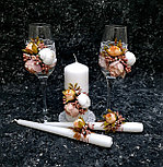 Набор свадебных свечей "Пионы" для обряда "Семейный очаг" в пудровом цвете, фото 5