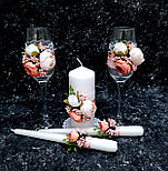 Набор свадебных свечей "Пионы" для обряда "Семейный очаг" в  цвете сочная пудра, фото 4