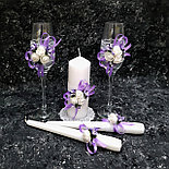 Набор свадебных свечей "Майский" для обряда "Семейный очаг" в сиреневом цвете, фото 3