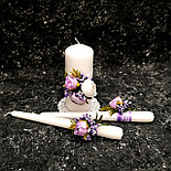 Набор свадебных свечей "Пионы" для обряда "Семейный очаг" в сиреневом цвете, фото 4
