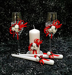 Набор свадебных свечей "Майский" для обряда "Семейный очаг" в красном цвете, фото 5