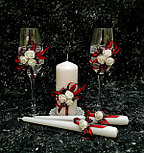 Набор свадебных свечей "Майский" для обряда "Семейный очаг" в бордовом цвете, фото 5