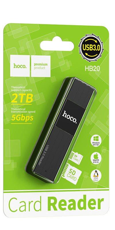 Картридер Hoco HB20 (USB 3.0) цвет: чёрный