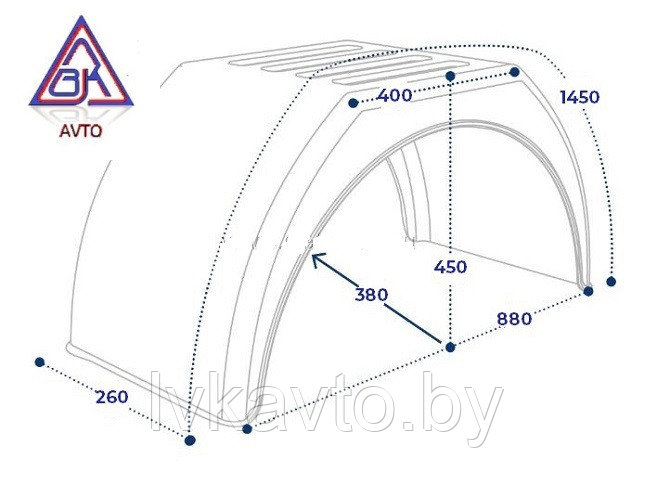 Крыло с б. линией 260х1450х880х380 (FIAT Ducato; Ford Transit; Peugeot Boxer; MB) DOMAR