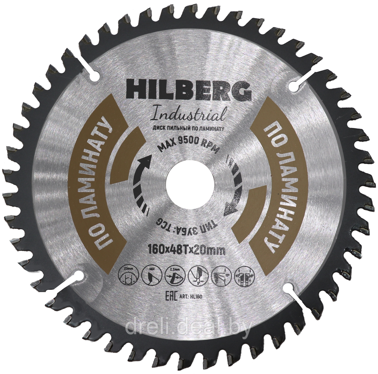 Диск пильный Hilberg Industrial ЛАМИНАТ 160*48Т*20 mm HL160 - фото 1 - id-p142397406