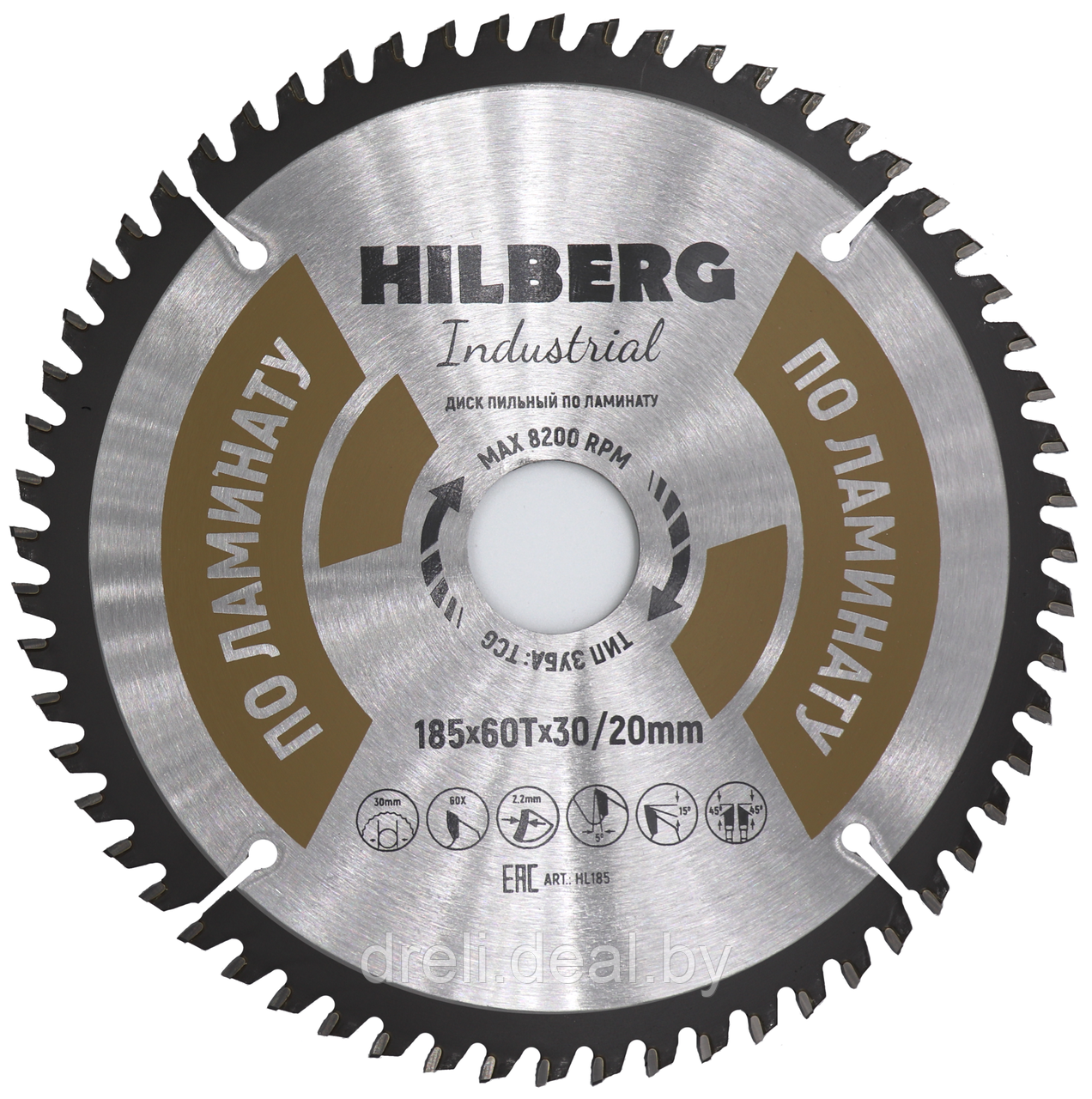Диск пильный Hilberg Industrial ЛАМИНАТ 185*60Т*30/20 mm HL185 - фото 1 - id-p142397409