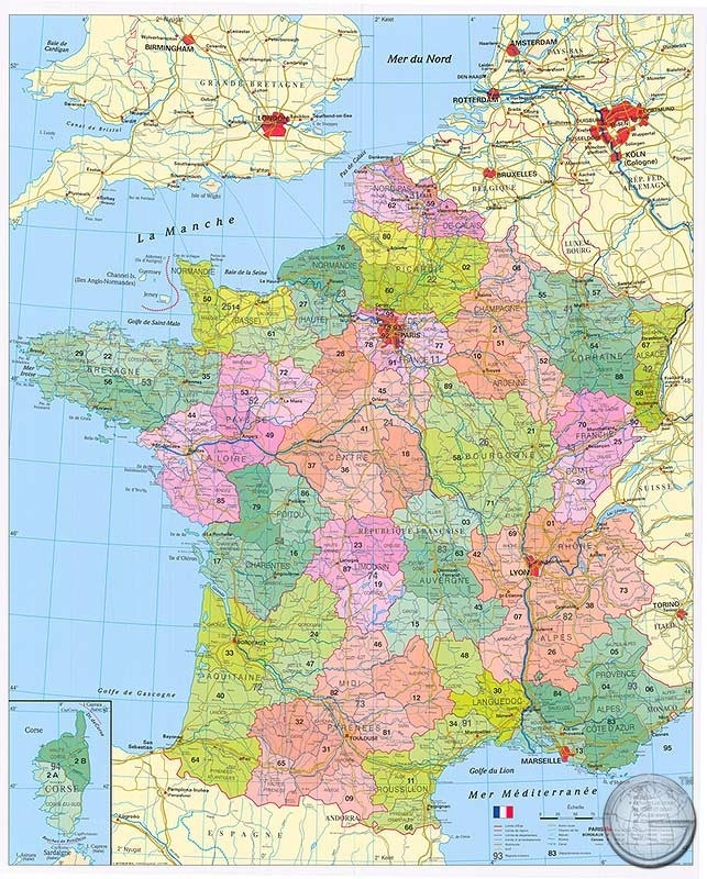Карта Франции с держателем по почтовым кодам - фото 1 - id-p142455581