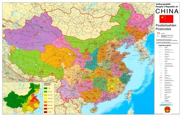 Карта Китая по квадратам с держателем.