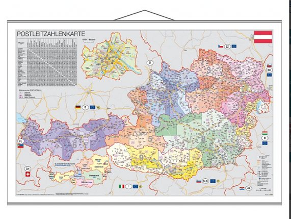 Карта Австрии по квадратам с держателем 1400х1000 мм, фото 2