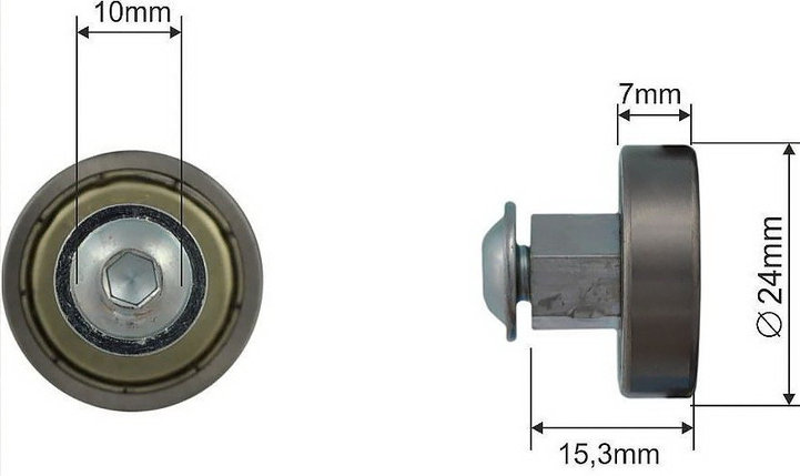 Ролик сдвижной крыши Eco Lite, 24х7 мм, Bozamet 68.ELP.011, фото 2