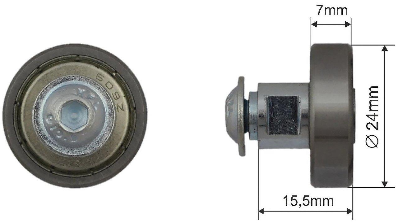 Ролик сдвижной крыши, 24х7 мм, Bozamet 68.E.023