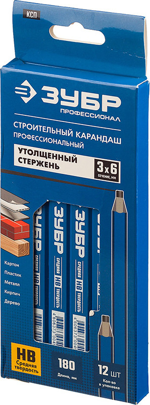 Карандаш строительный ЗУБР КСП 180 мм профессиональный 4-06305-18_z01