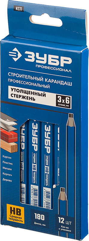 Карандаш строительный ЗУБР КСП 180 мм профессиональный 4-06305-18_z01