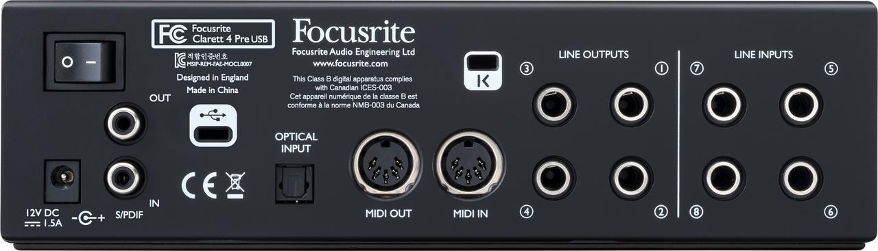 Аудио-интерфейс Focusrite Pro Clarett 4Pre USB - фото 3 - id-p142496188
