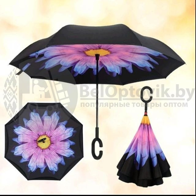 Зонт наоборот UnBrella (антизонт). Подбери свою расцветку настроения Цветок синий - фото 9 - id-p142529830