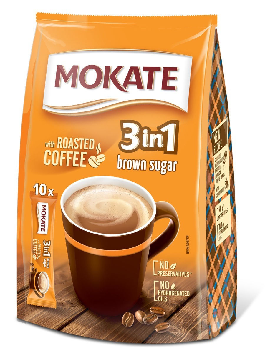 Кофейный напиток Mokate с коричневым сахаром 3 в 1 - 170 гр (17 гр*10)