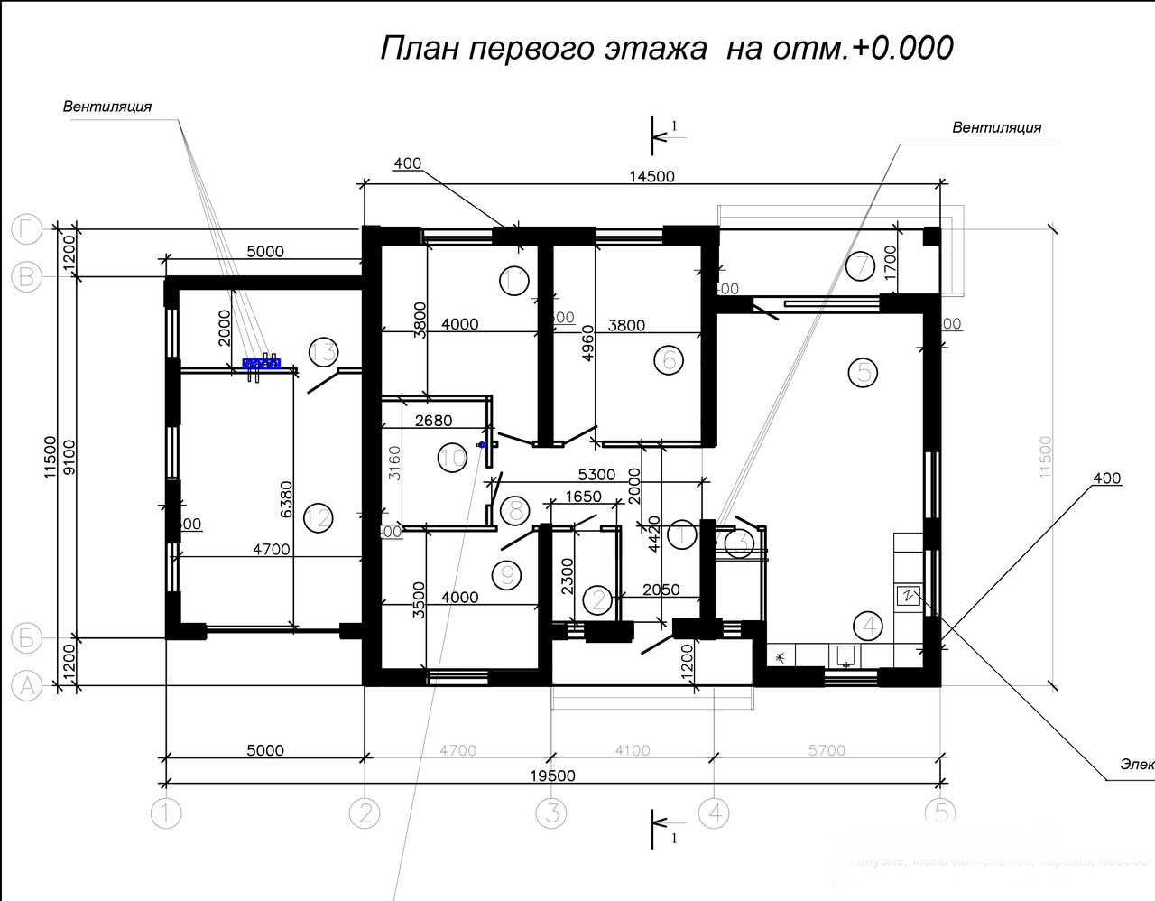 Проект одноэтажного жилого дома.