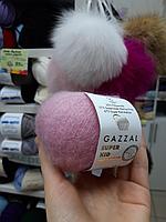 Пряжа Gazzal Super Kid Mohair цвет 64412 светло-розовый