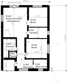 Проект одноэтажного дома 85.м2