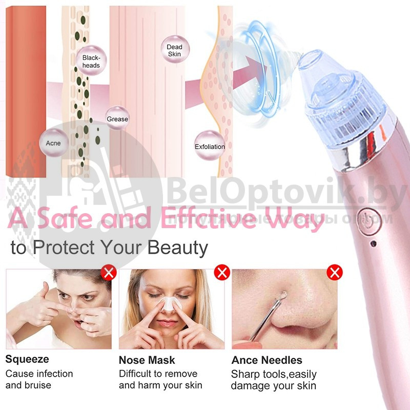 Вакуумный очиститель кожи Beauty Skin Care Specialist XN-8030 Розовый - фото 2 - id-p142546877
