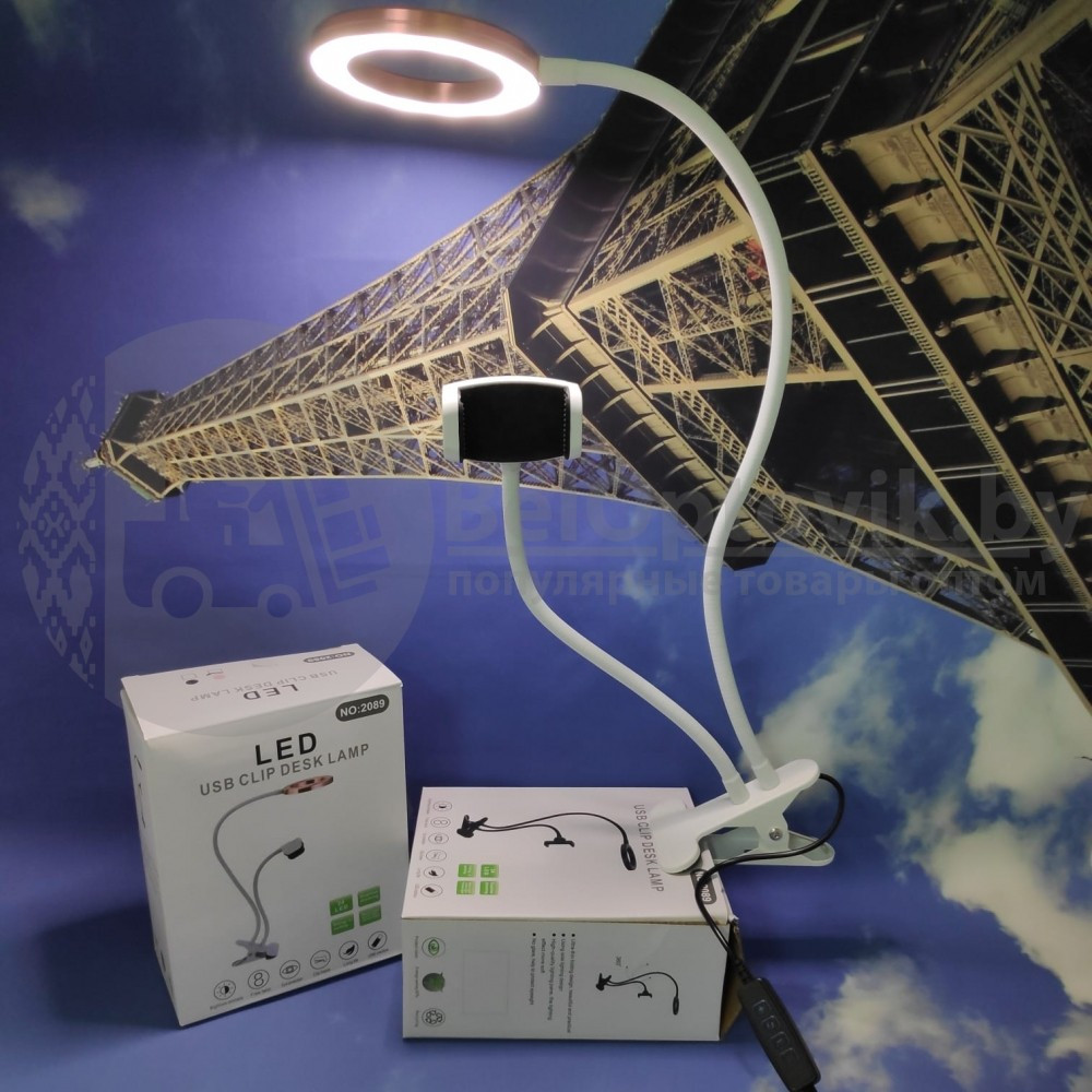 Кольцевая лампа (для селфи, мобильной фото/видео съемки), штатив Professional Live Stream, 3 режима Белый - фото 8 - id-p142590708