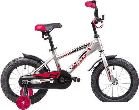 Детский велосипед Novatrack Lumen 14 (серебристый/красный, 2019), фото 2