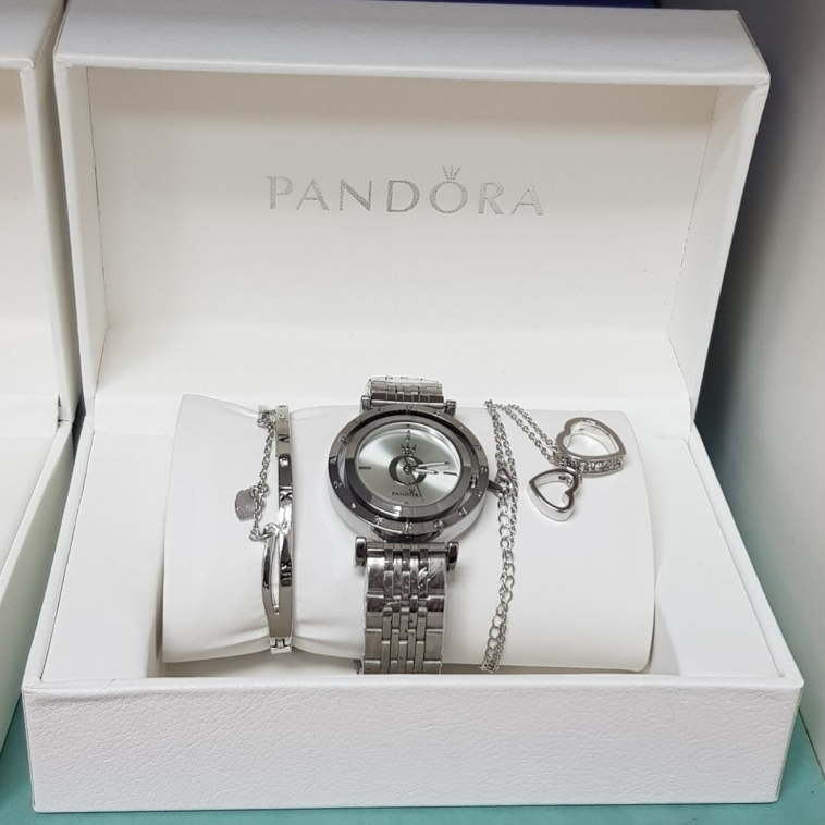 Подарочный набор Pandora браслет подвеска часы