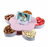 Тарелка вращающийся с подставкой для телефона "Лепесток" для конфет, снеков, сухофруктов или семечек, фото 1