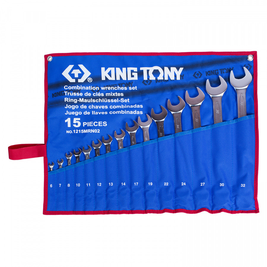 1215MRN02 KING TONY Набор комбинированных ключей, 6-32 мм, чехол из теторона, 15 предметов KING TONY 1215MRN02 - фото 1 - id-p142619540