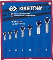 12207MRN01 KING TONY Набор комбинированных трещоточных ключей, 8-19 мм, чехол из теторона, 7 предметов KING