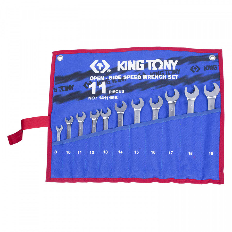 14111MRN KING TONY Набор комбинированных трещоточных ключей, 8-19 мм, чехол из теторона, 11 предметов KING