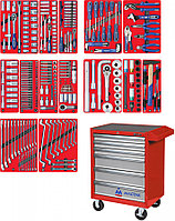 52-06299R МАСТАК Инструментальная тележка с набором инструментов "ПРОФИ" 299 предметов МАСТАК