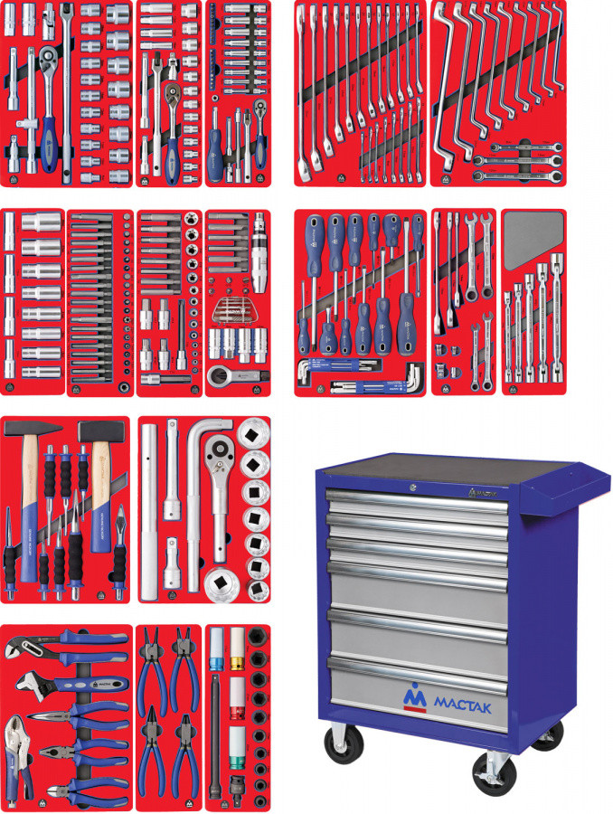 52-06323B МАСТАК Инструментальная тележка с набором инструментов &quot;ЭКСПЕРТ&quot; 323 предмета МАСТАК - фото 1 - id-p142619963