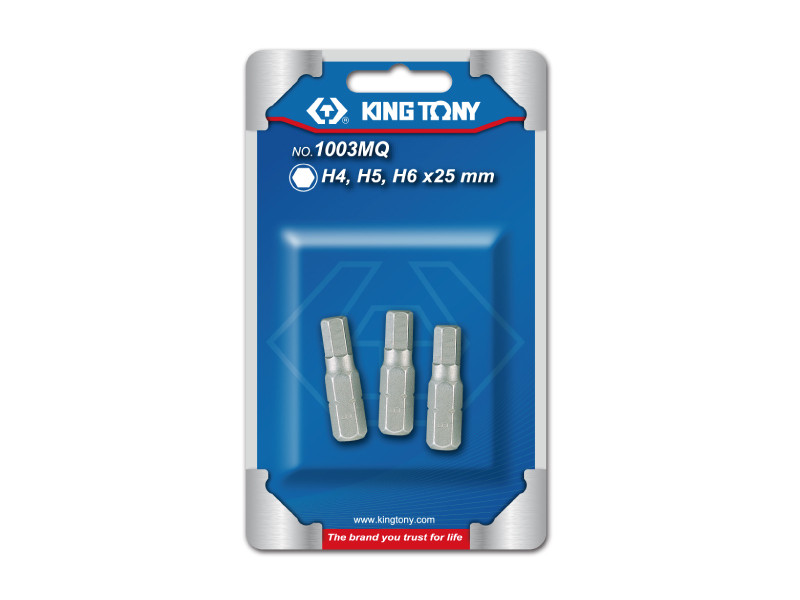 1003MQ KING TONY Набор вставок (бит) 1/4", HEX, 4, 5, 6 мм, 3 предмета KING TONY 1003MQ
