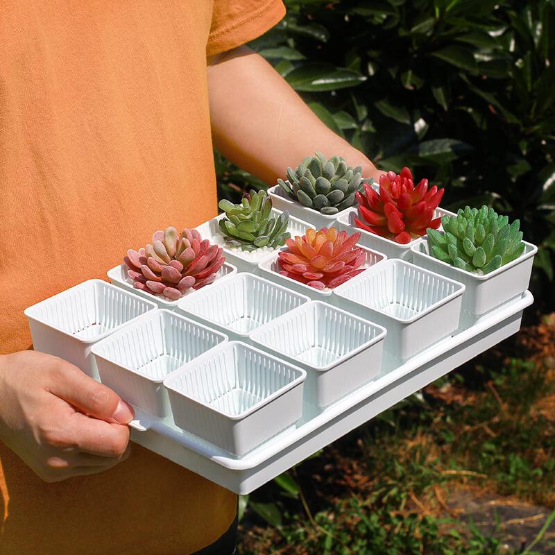 Горшки Botanica Air квадрат 7*7 см (0,3л) квадрат, набор 12 шт + поддон
