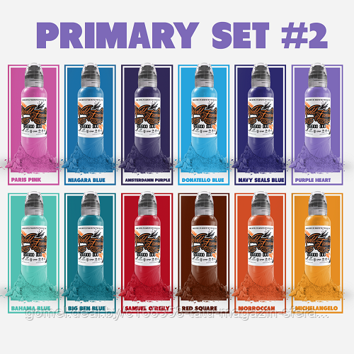 Краска World Famous Tattoo Ink — Сет «Color Primary Set #2» 30мл (1 Oz) 12шт