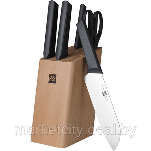 Набор ножей Xiaomi Huo Hou Fire Kitchen Steel Knife Set с подставкой (6 предметов)HU0057 - фото 5 - id-p142641824