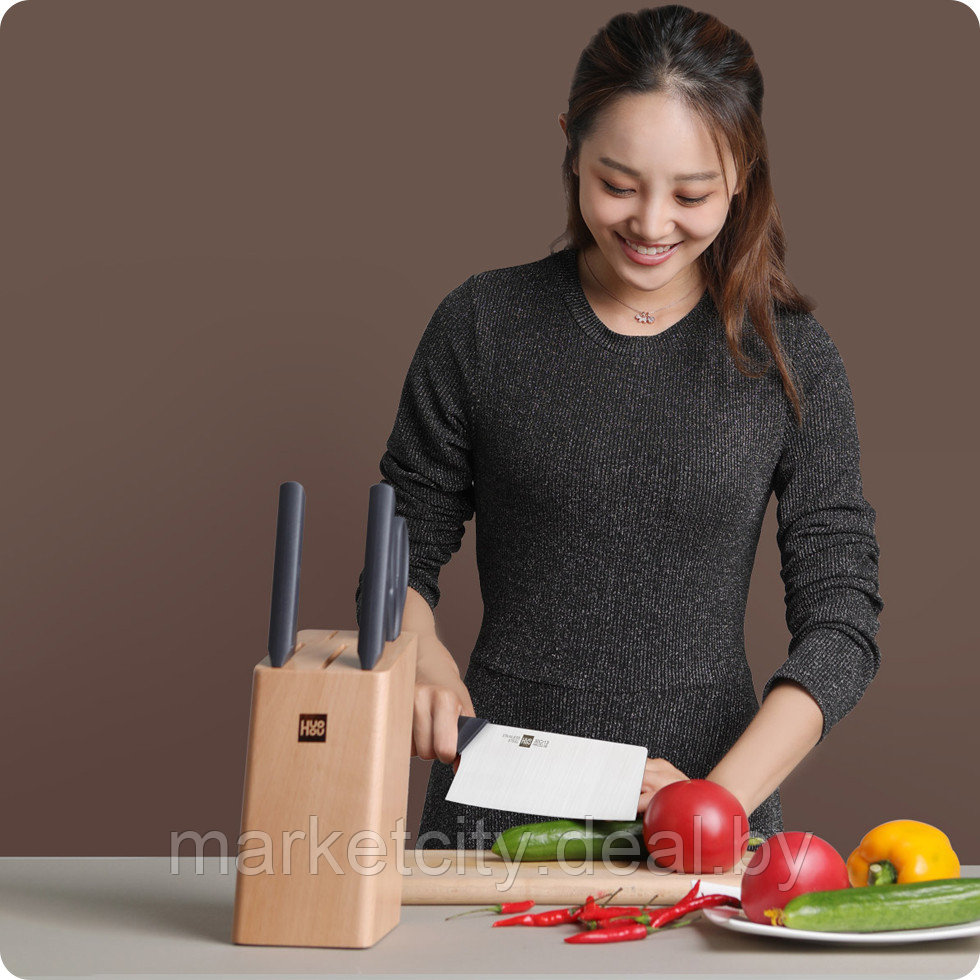 Набор ножей Xiaomi Huo Hou Fire Kitchen Steel Knife Set с подставкой (6 предметов)HU0057 - фото 2 - id-p142641824