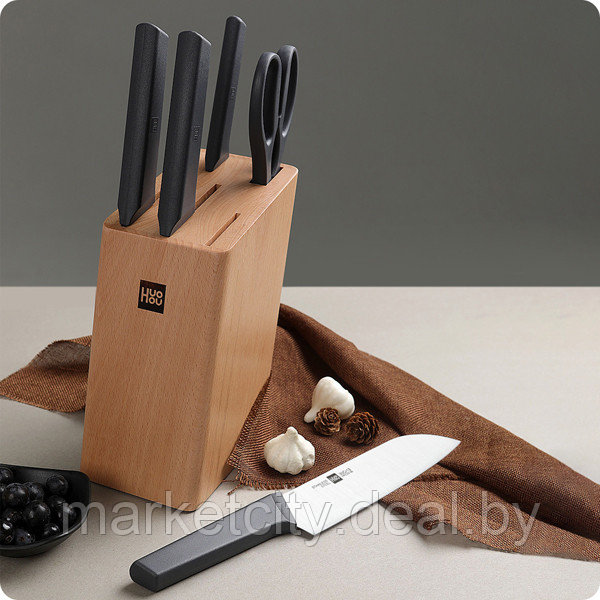 Набор ножей Xiaomi Huo Hou Fire Kitchen Steel Knife Set с подставкой (6 предметов)HU0057 - фото 8 - id-p142641824