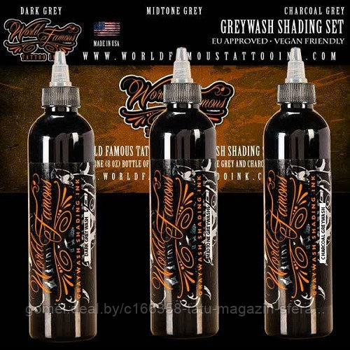 Краска World Famous Tattoo Ink — «Charcoal Greywash Set 3»