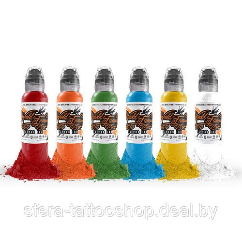 Краска World Famous Tattoo Ink Сет «Colors Simple Set» 30мл (1 Oz) 6 шт - фото 1 - id-p142638656