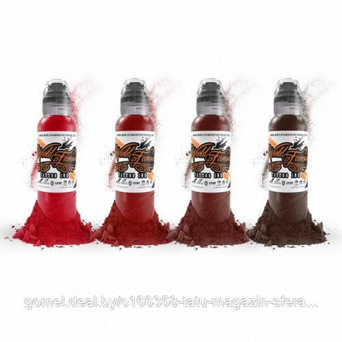 Краска World Famous Tattoo Ink — «Maks Kornev’s Blood Color Set» — 30мл (1 Oz) 4шт / краска для