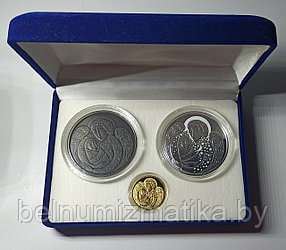 Футляр для 3 монет в капсулах Ø 58.00 и 30.00 mm бархатный темно-синий