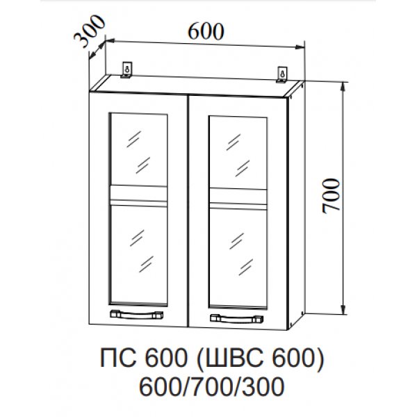 Шкаф верхний стекло ПС 600 - фото 3 - id-p67782203