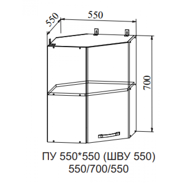 Шкаф верхний угловой ПУ 550*550 - фото 4 - id-p67782231