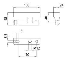 Шарнирный палец бортовой петли с резьбой M12, 100х48х24 мм, Suer 340111749, фото 3