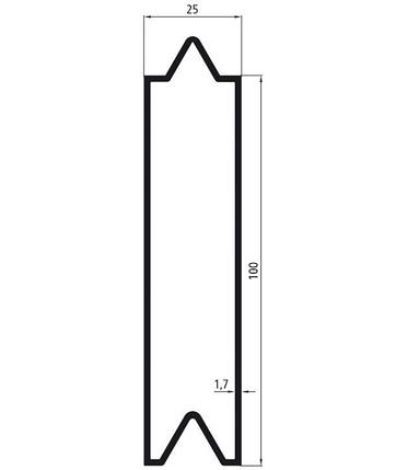 Профиль бортовой алюминиевый, 25х100х3200 мм, Suer 621282, фото 2
