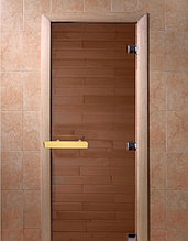 Двери для бани 800*2000,  стекло, цвет-бронза, коробка осина