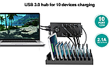 USB хаб Sipolar A-400 (A-423)  10 портов USB 3.0 с евровилкой и блоком питания, фото 4