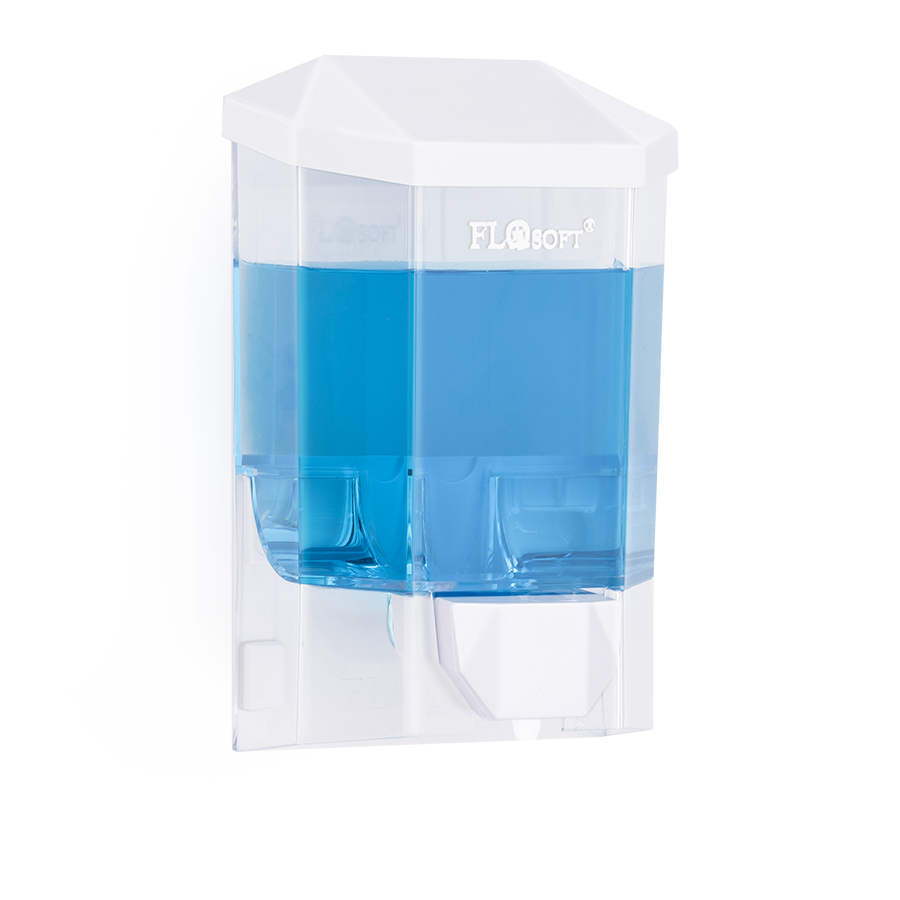 Диспенсер для жидкого мыла настенный FLOSOFT F032 (прозрачный), 500мл.
